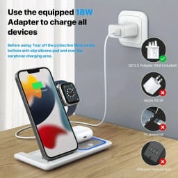 30W 3-in-1 Foldable Wireless Charger Station for IPhone17/ 16/15/14/13/12, Apple Watch Series 10/9/8 & AirPods 4/Pro 2