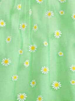 Yellow Green Blue Daisy Mesh Layered Jumpsuit - Elegant Ruffled Hem, Perfect for Summer Parties and Casual Wear