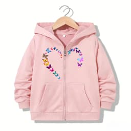 Hoodie Zipper Hoodie Funny Casual Butterfly Heart Letter Hoodies Jackets Boys Girls Y2k Zip Up Sweatshirt Fashion