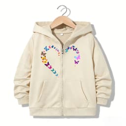 Hoodie Zipper Hoodie Funny Casual Butterfly Heart Letter Hoodies Jackets Boys Girls Y2k Zip Up Sweatshirt Fashion
