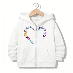 Hoodie Zipper Hoodie Funny Casual Butterfly Heart Letter Hoodies Jackets Boys Girls Y2k Zip Up Sweatshirt Fashion