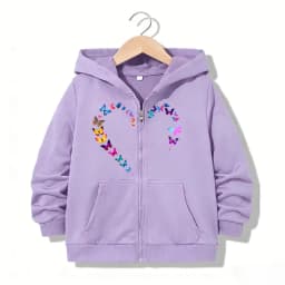 Hoodie Zipper Hoodie Funny Casual Butterfly Heart Letter Hoodies Jackets Boys Girls Y2k Zip Up Sweatshirt Fashion