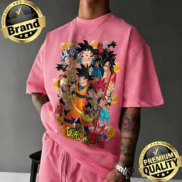 2026 New Arrival Dragon Ball Oversized Retro Anime T-shirt Goku All Forms & Dragon Balls Graphic Print Casual Loose Versatile
