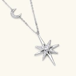 OXTAO Real Moissanite Charm Necklace 3mm D Color VVS1 Lab Imitation Diamond 14K Gold Filled Star Moon Pendant Necklace Jewelry