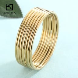 KALEN 7pcs/set Simple Fashion Stainless Steel Bracelet For Women Gold Silver Color Geometry Wire Round Bangle Jewelry Wristband