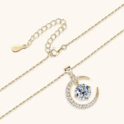 2CT D Color Moissanite Star Moon Pendant Necklace For Women 925 Sterling Silver Luxury Sparkling Jewelry Party Gift