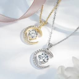 2CT D Color Moissanite Star Moon Pendant Necklace For Women 925 Sterling Silver Luxury Sparkling Jewelry Party Gift