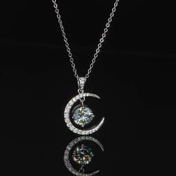 2CT D Color Moissanite Star Moon Pendant Necklace For Women 925 Sterling Silver Luxury Sparkling Jewelry Party Gift