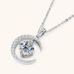 2CT D Color Moissanite Star Moon Pendant Necklace For Women 925 Sterling Silver Luxury Sparkling Jewelry Party Gift