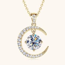 2CT D Color Moissanite Star Moon Pendant Necklace For Women 925 Sterling Silver Luxury Sparkling Jewelry Party Gift