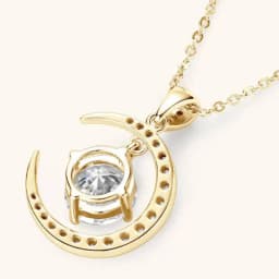 2CT D Color Moissanite Star Moon Pendant Necklace For Women 925 Sterling Silver Luxury Sparkling Jewelry Party Gift