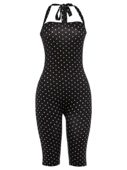 Kliou Polka Dot Print Playsuit Woman Summer Trend Bandage Halter Backless Skinny Peach Hip Hot Girls High Street Fashion Rompers