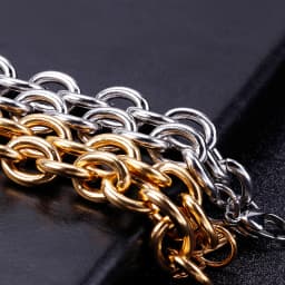 Gold Color 11mm Width Big Love Heart Charm Bracelet for Couples Men Women Metal Link Chain Trendy Jewelry