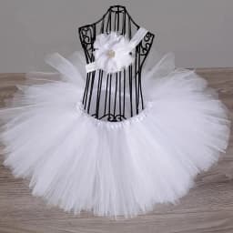 Girls Red Tulle Tutu Skirts Kids Dance Pettiskirts with Flower Hairbow Set Children Birthday Christmas Costumes Party Cloth