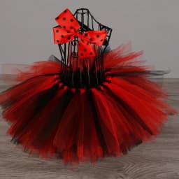 Girls Red Tulle Tutu Skirts Kids Dance Pettiskirts with Flower Hairbow Set Children Birthday Christmas Costumes Party Cloth