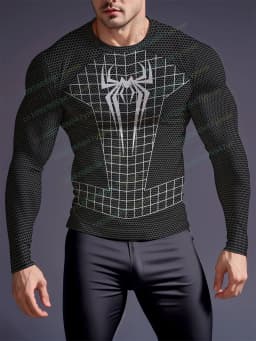 Men'S Casual Sports Top Quick Drying Fabric Long Sleeved T-Shirt 3d Spider Graphic Printing Training Tee Men'S T-Shirt