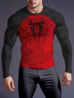 Men'S Casual Sports Top Quick Drying Fabric Long Sleeved T-Shirt 3d Spider Graphic Printing Training Tee Men'S T-Shirt