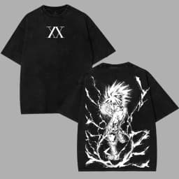 Hot Selling HUNTER×HUNTER Shizuku Murasaki Print T-Shirt, Unisex Vintage Washed Loose Top, Casual Cotton New Summer Tee
