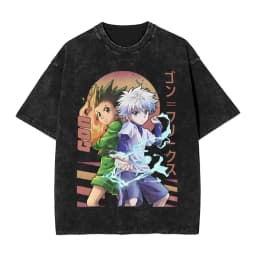 Hot Selling HUNTER×HUNTER Shizuku Murasaki Print T-Shirt, Unisex Vintage Washed Loose Top, Casual Cotton New Summer Tee