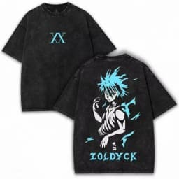 Hot Selling HUNTER×HUNTER Shizuku Murasaki Print T-Shirt, Unisex Vintage Washed Loose Top, Casual Cotton New Summer Tee