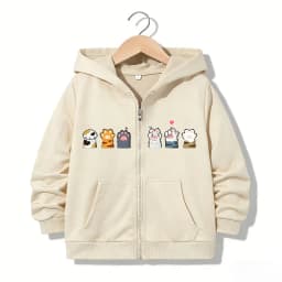 Zipper Hoodie Funny Casual Cat Paw Letter Hoodies Jackets Boys Girls Y2k Kawaii Zip Up Sweatshirt Spring Autumn Hoodies