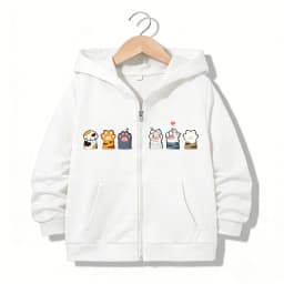 Zipper Hoodie Funny Casual Cat Paw Letter Hoodies Jackets Boys Girls Y2k Kawaii Zip Up Sweatshirt Spring Autumn Hoodies