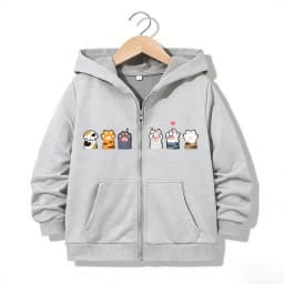 Zipper Hoodie Funny Casual Cat Paw Letter Hoodies Jackets Boys Girls Y2k Kawaii Zip Up Sweatshirt Spring Autumn Hoodies