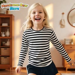 Kids Striped T-Shirt Boys Girls Long Sleeve Tops Children Summer Casual Tee Halloween Daily Wear Comfortable Children's Clothing