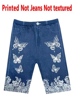 1362 [Printed Leggings - Not Faux Denim Fabric]Printed Leggings Without Texture - Non-Faux Denim Fabric, Women'S Floral Print