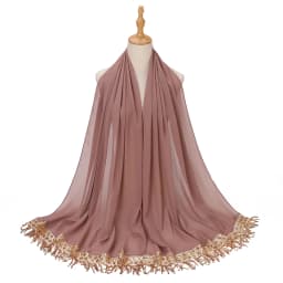 Luxury Sequin Tassels Hijab Chiffon Shawls Muslim Women Headscarf Plain Long Scarf Ladies Head Wrap Wedding Ramadan Eid