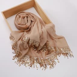 Luxury Sequin Tassels Hijab Chiffon Shawls Muslim Women Headscarf Plain Long Scarf Ladies Head Wrap Wedding Ramadan Eid