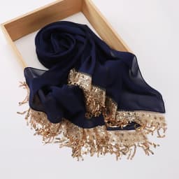 Luxury Sequin Tassels Hijab Chiffon Shawls Muslim Women Headscarf Plain Long Scarf Ladies Head Wrap Wedding Ramadan Eid