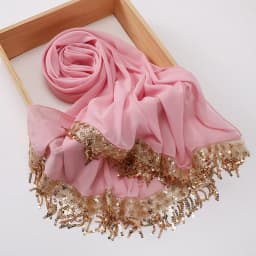 Luxury Sequin Tassels Hijab Chiffon Shawls Muslim Women Headscarf Plain Long Scarf Ladies Head Wrap Wedding Ramadan Eid