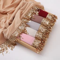 Luxury Sequin Tassels Hijab Chiffon Shawls Muslim Women Headscarf Plain Long Scarf Ladies Head Wrap Wedding Ramadan Eid