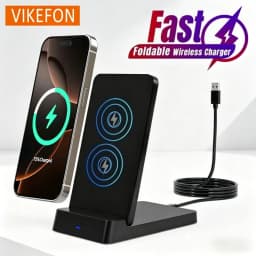 Desktop Folable Wireless Charger Phone Holder Stand For iPhone 17 16 15 14 13 12 Pro Max Samsung Xiaomi 17 Fast Charging Station