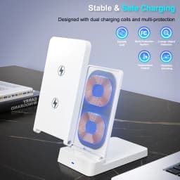 Desktop Folable Wireless Charger Phone Holder Stand For iPhone 17 16 15 14 13 12 Pro Max Samsung Xiaomi 17 Fast Charging Station