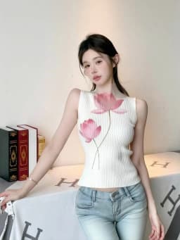 Designer Print Mesh Turtleneck Tank Top Women Basic Sleeveless T-shirt Spring Summer Knitted Tees Casual Outwear