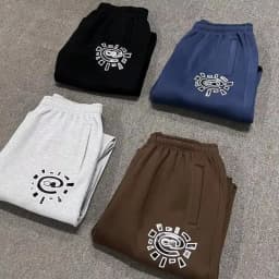2026 Summer Fashion Vintage Graphic Fleece Sweatpants Women Casual Classic Gray Black Breathable Trouser Thick Pants HipHop Kids