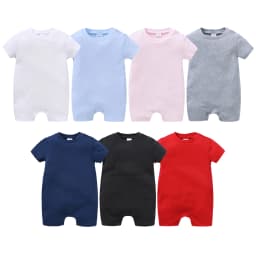 Baby Rompers Multicolor Cotton Short Sleeve Jumpsuit Solid Color Crawl Suit Soft Infant Unisex Body Suit Pure Colors Comfortable