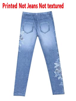 1227 [Printed Leggings - Not Faux Denim Fabric]2D Printed Faux Embroidered Effect, Printed Leggings - Non-Faux Denim Fabric,
