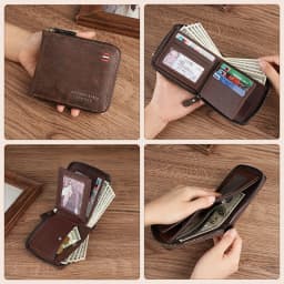 Dominator Dark Skull Men's Vintage Short Wallet Zipper Coin Purse Casual Buckle Waist Chain Money Bag For Students Gift