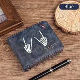 Dominator Dark Skull Men's Vintage Short Wallet Zipper Coin Purse Casual Buckle Waist Chain Money Bag For Students Gift