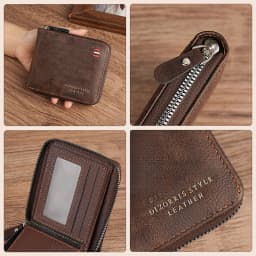 Dominator Dark Skull Men's Vintage Short Wallet Zipper Coin Purse Casual Buckle Waist Chain Money Bag For Students Gift