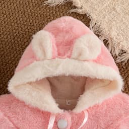 Girls' Coat Winter Solid-Color Warm And Cute Hooded Baby Girls Jacket Cute Baby Outwear With Sheepskin Ears