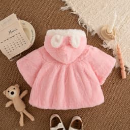 Girls' Coat Winter Solid-Color Warm And Cute Hooded Baby Girls Jacket Cute Baby Outwear With Sheepskin Ears