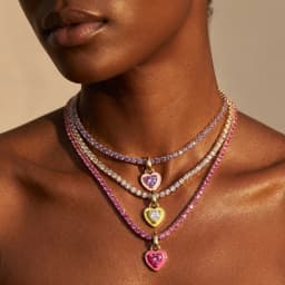 Y2K Sweet Enamel Heart Pendant Necklace for Women Luxury Stainless Steel Colorful Rhinestone Chain Choker Summer Jewelry Gift