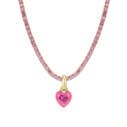 Y2K Sweet Enamel Heart Pendant Necklace for Women Luxury Stainless Steel Colorful Rhinestone Chain Choker Summer Jewelry Gift