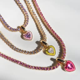 Y2K Sweet Enamel Heart Pendant Necklace for Women Luxury Stainless Steel Colorful Rhinestone Chain Choker Summer Jewelry Gift
