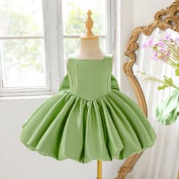 Toddler Flower Bud Party Baptism Baby Girls Dress Elegant 1st Birthday Wedding Princess Prom Dress Girl Bridesmaid Evening Gown