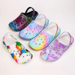 Garden Clogs Slip On Lightweight Two-way Wear Garden Clogs, Comfortable Women's Tie-dye Pattern Clogs, Non-slip Beach Slides 666